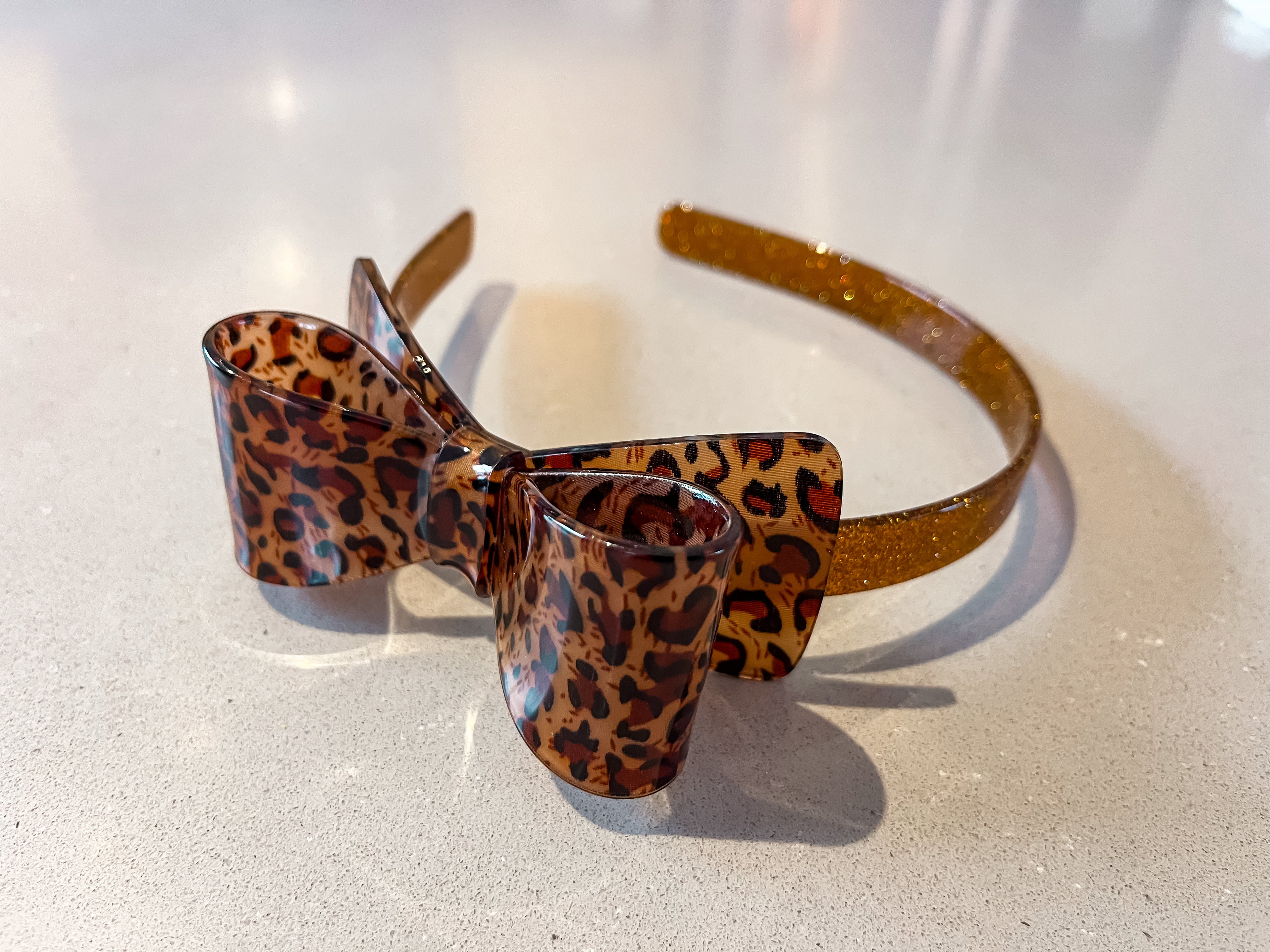 Leopard Print Acrylic Bow Headband