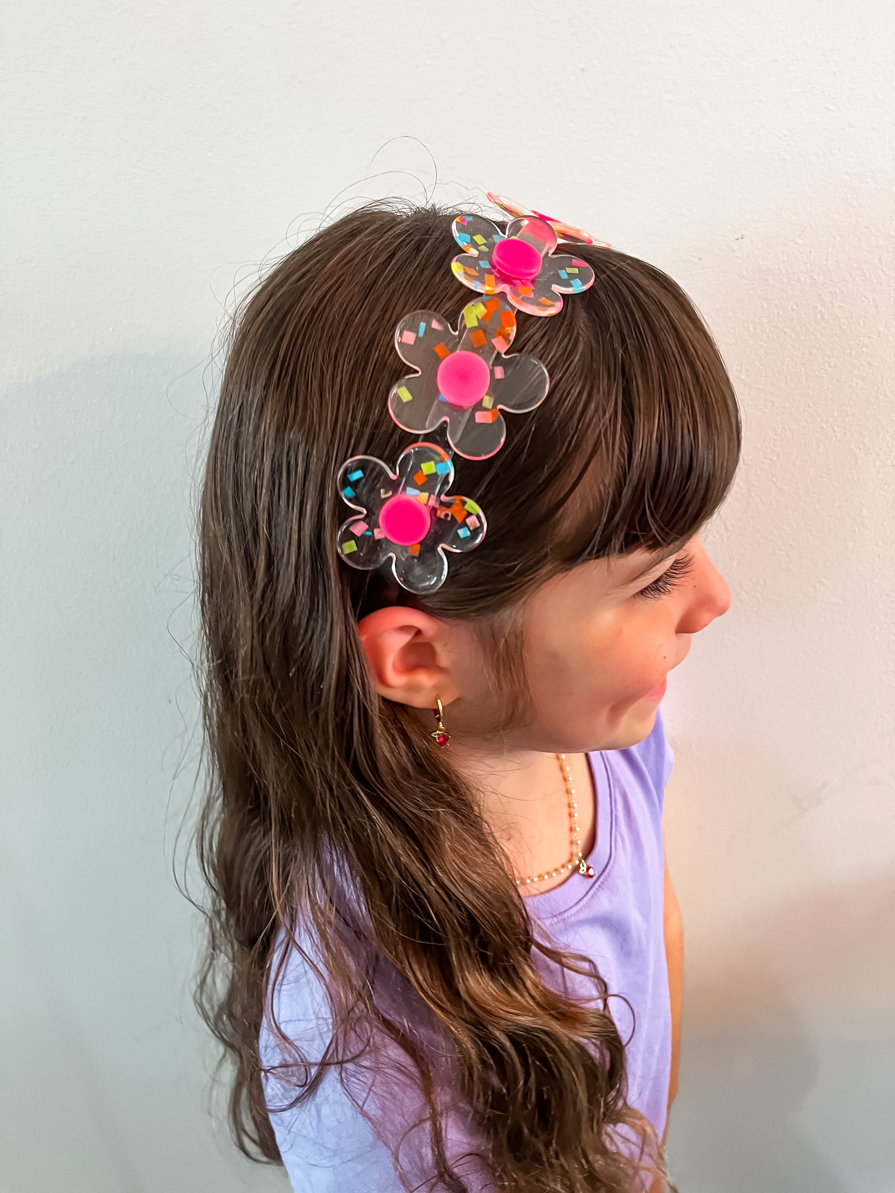 Clear and Pink Flowers Acrylic Headband