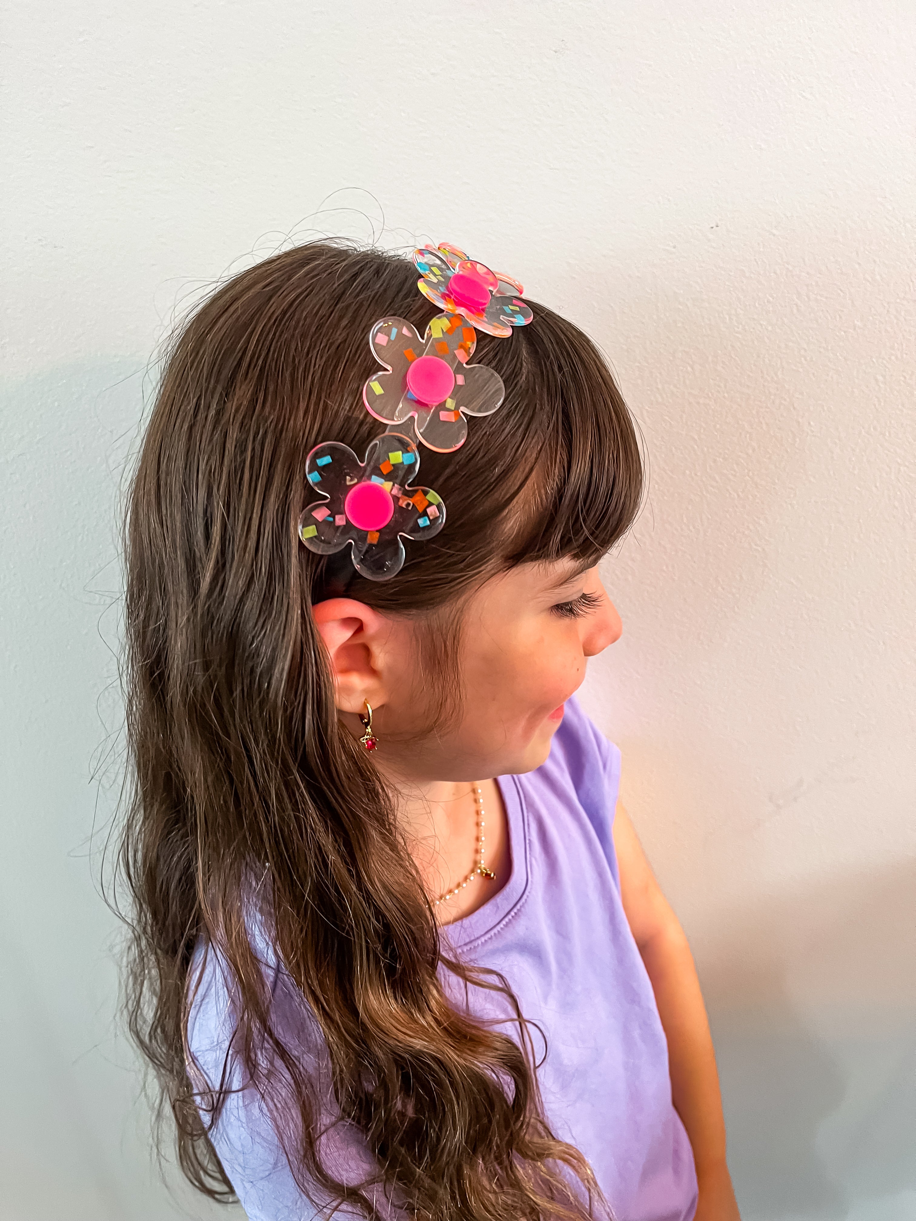 Clear and Pink Flowers Acrylic Headband