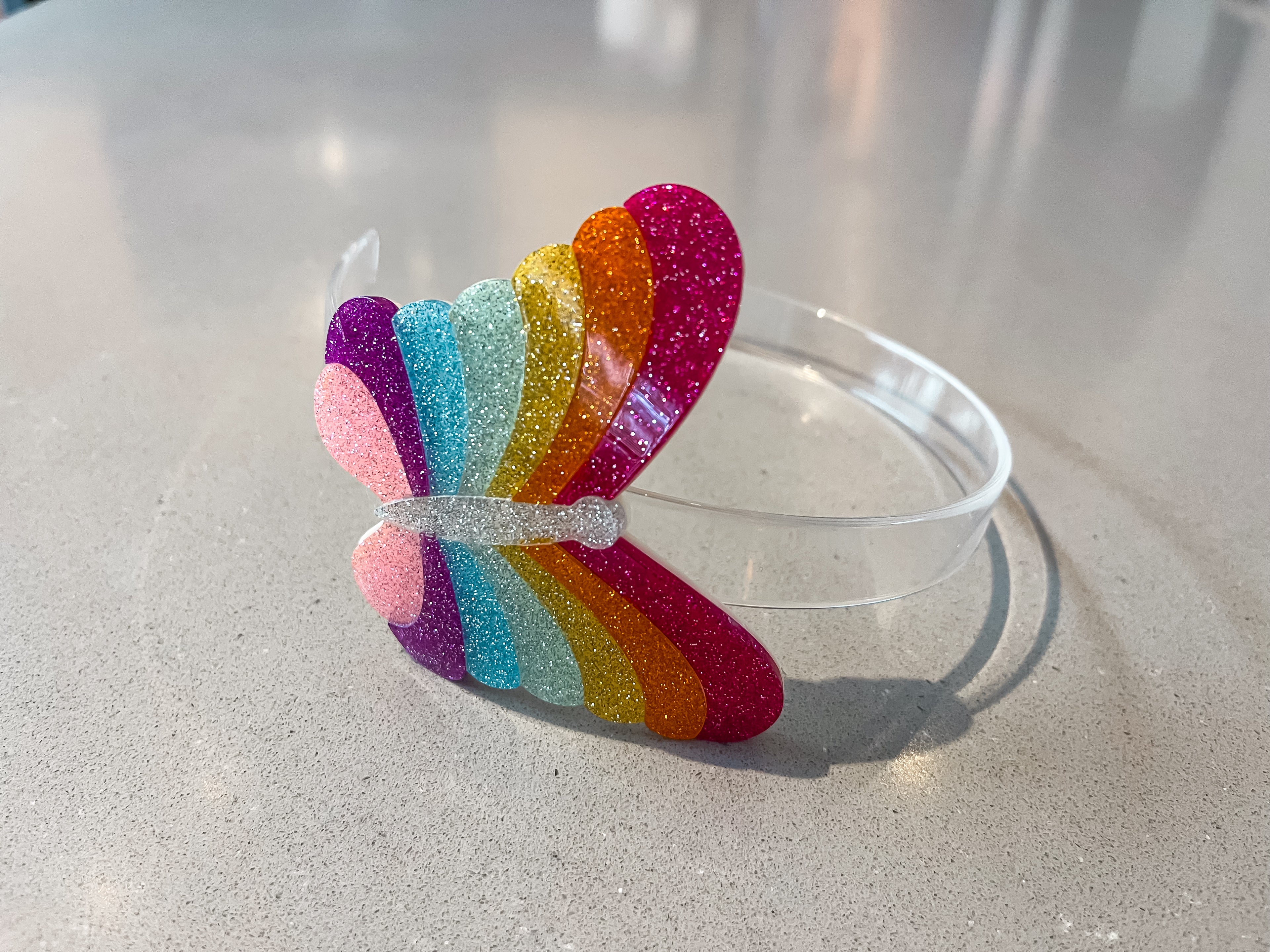 Sparkly Multicolor Acrylic Butterfly Headband