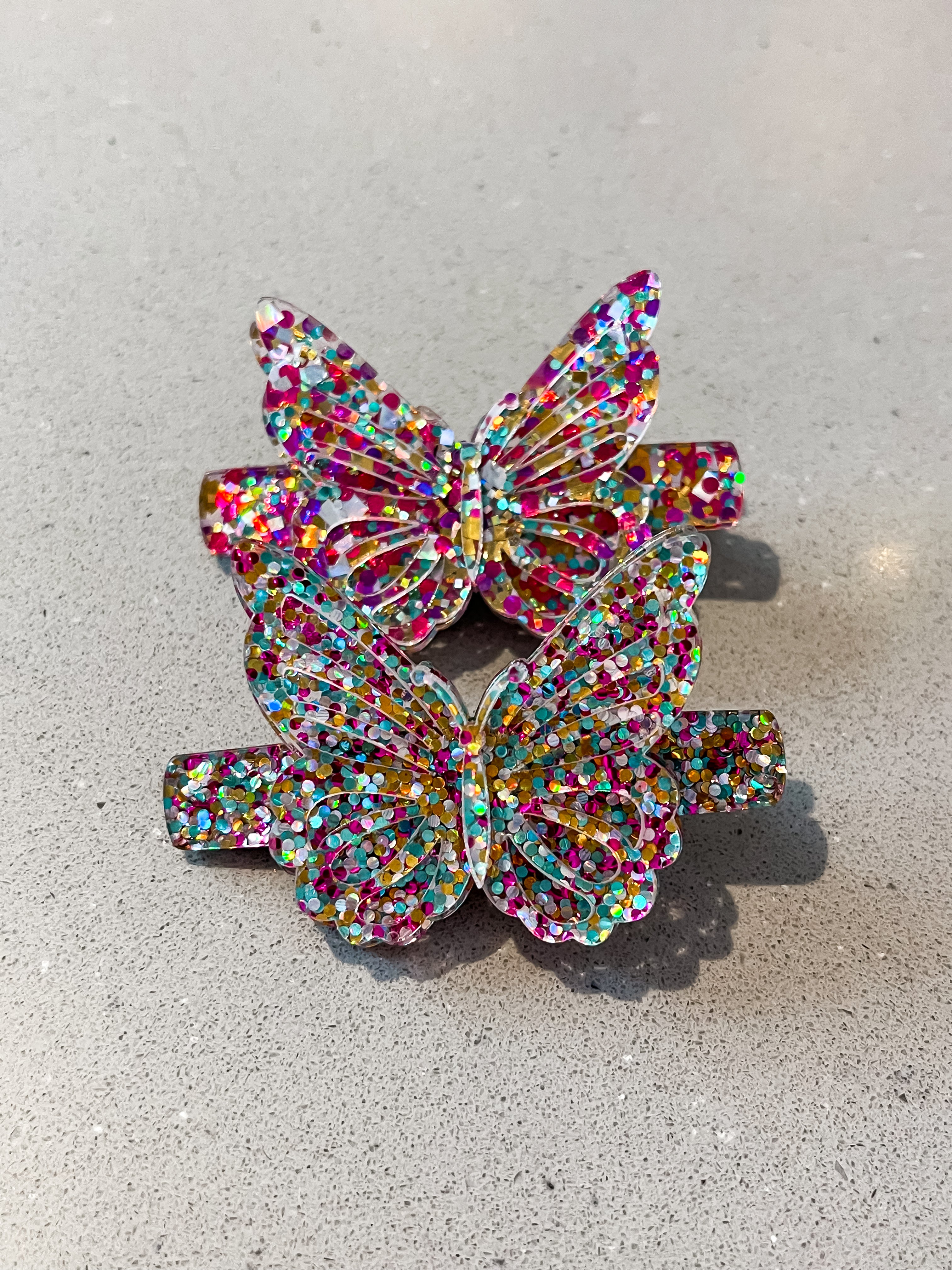 Sparkly butterfly acrylic hair clip