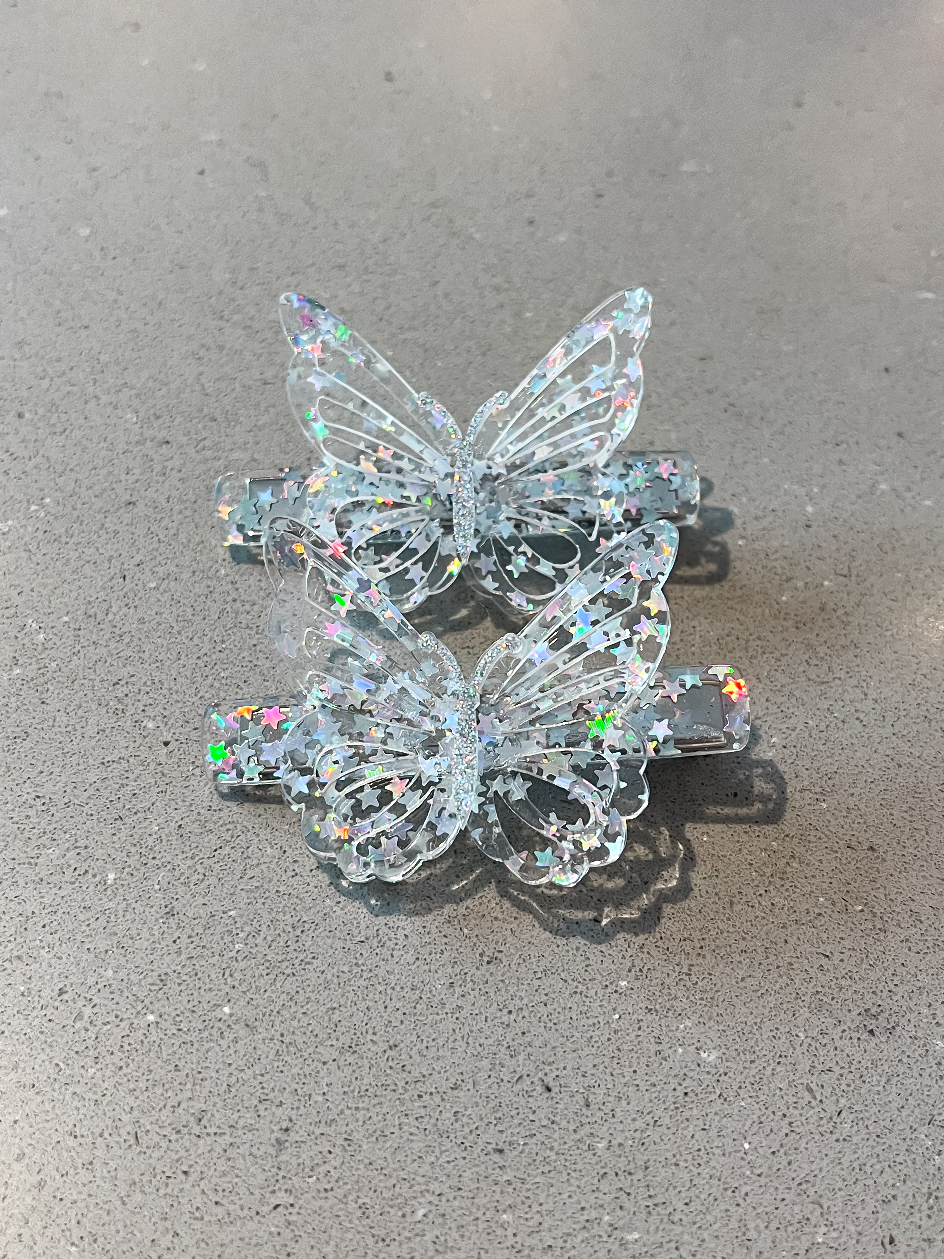 Sparkly butterfly acrylic hair clip